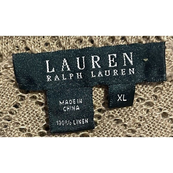 LAUREN RALPH LAUREN Golden Tan Linen Knit Sweater Women's XL - Picture 2 of 7